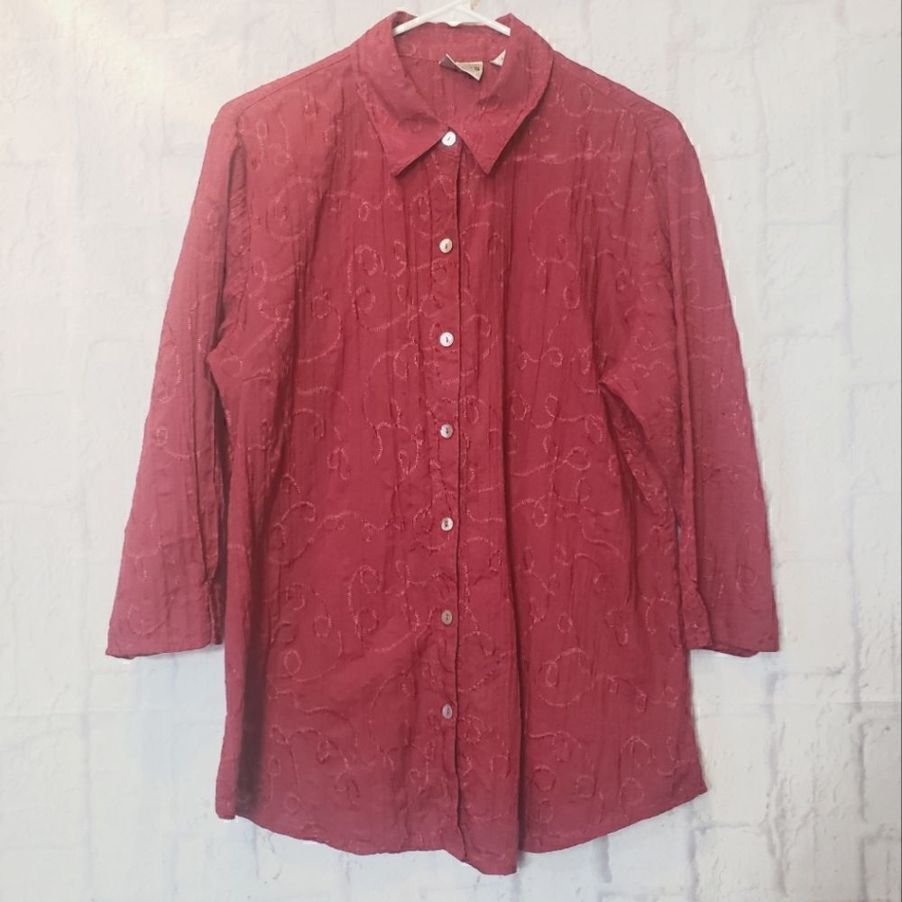 CHICO'S Embroidered Button-down Shirt